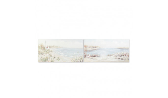 Glezna DKD Home Decor 140 x 3,7 x 70 cm Pludmale Vidusjūra (2 gb.)