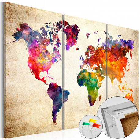 Pilt korgil - Corkboard Map in Watercolor - 120x80