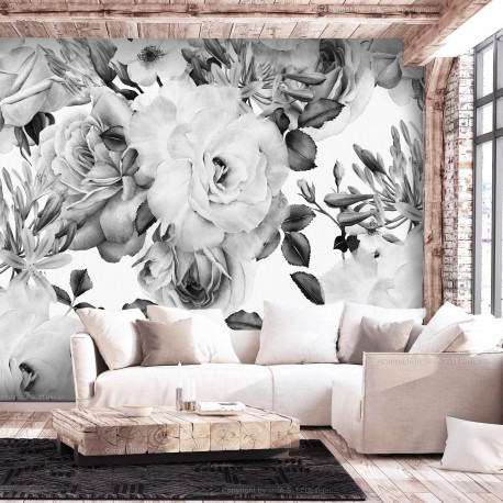 Fototapeet - Sentimental Garden (Black and White) - 250x175