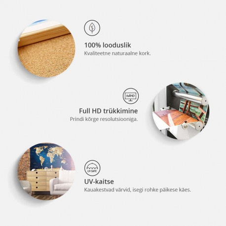 Pilt korgil - Map on wood: Colourful Travels [Cork Map] - 60x40