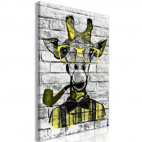 Seinapilt - Giraffe with Pipe (1 Part) Vertical Yellow - 80x120