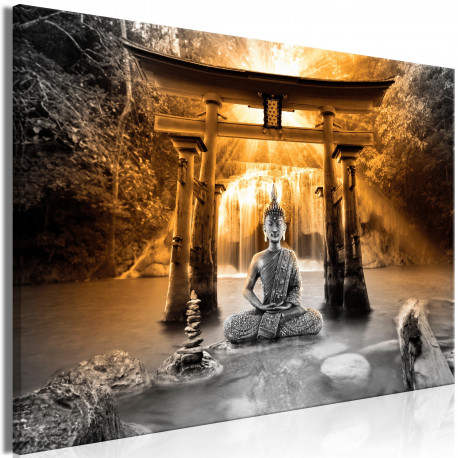 Seinapilt - Buddha Smile (1 Part) Wide Orange - 90x60