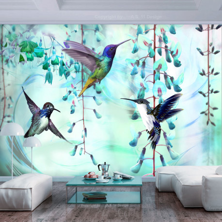 Fototapeet - Flying Hummingbirds (Green) - 300x210