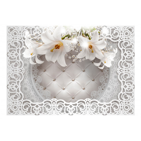 Fototapeet - Lilies and Quilted Background - 350x245