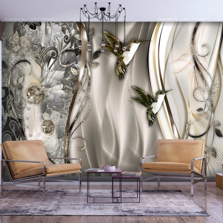 Fototapeet - Hummingbirds on the Wave (Brown) - 300x210