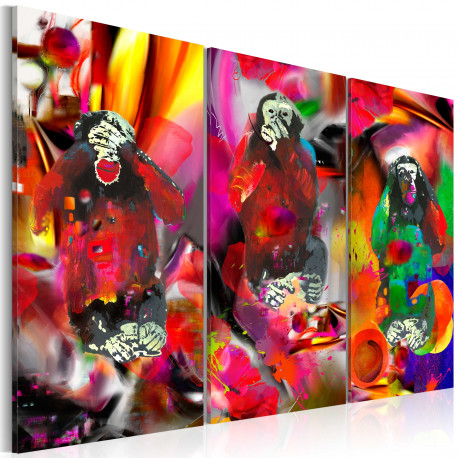Seinapilt - Crazy Monkeys - triptych - 120x80