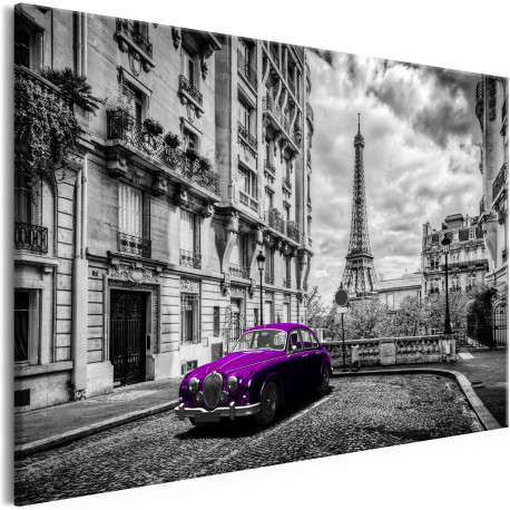 Seinapilt - Car in Paris (1 Part) Violet Wide - 120x80