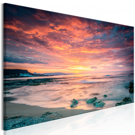 Seinapilt - Beach in Crete (1 Part) Narrow Red - 150x50