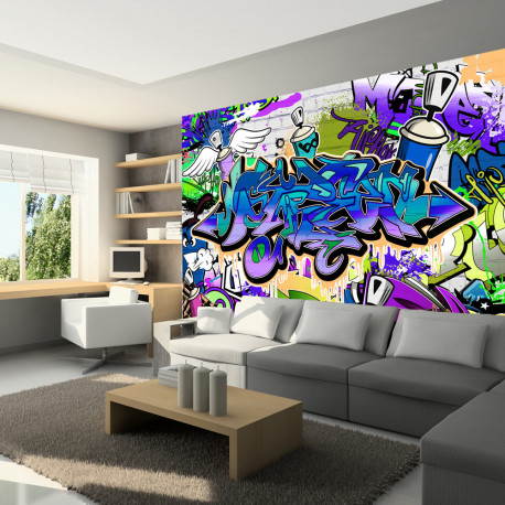 Fototapeet - Graffiti: violet theme - 100x70