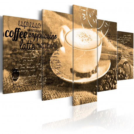 Seinapilt - Coffe, Espresso, Cappuccino, Latte machiato ... - sepia - 100x50