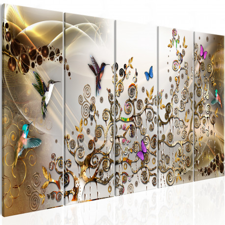 Seinapilt - Hummingbirds Dance (5 Parts) Gold Narrow - 200x80