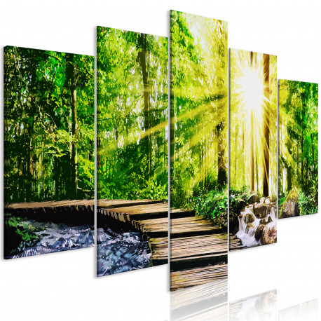 Seinapilt - Forest Footbridge (5 Parts) Wide - 200x100