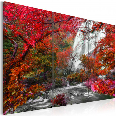Seinapilt - Beautiful Waterfall: Autumnal Forest - 120x80