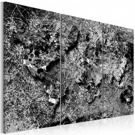 Seinapilt -  World Map: Grey Thread - 90x60