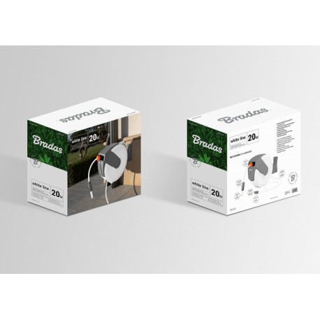 Automatic hose reel set WHITE LINE 1/2" 20m - colour box