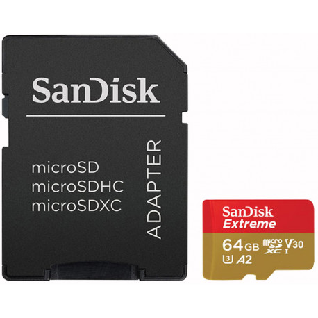 Sandisk memory card microSDXC 64GB Extreme Action + adapter