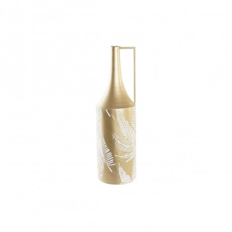Vase DKD Home Decor Golden Metal Cream Tropical Leaf of a plant (21 x 21 x 71 cm)