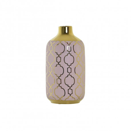 Vase DKD Home Decor Pink Golden Porcelain Oriental Chromed 13 x 13 x 26 cm