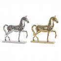 Decorative Figure DKD Home Decor Horse Silver Golden Resin (34 x 9,5 x 33,5 cm) (2 Units)