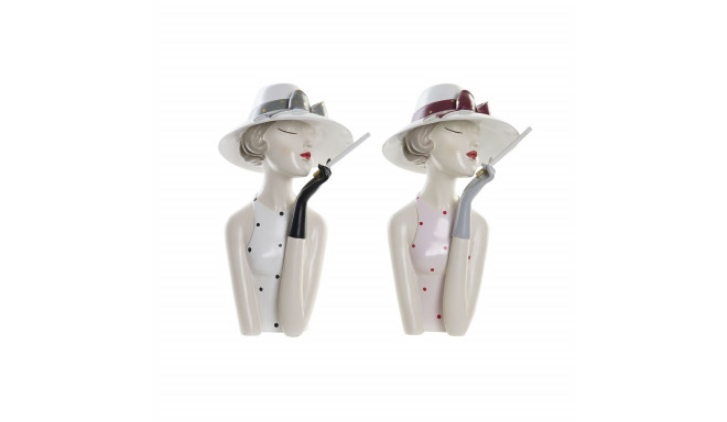 Dekoratiivkuju DKD Home Decor 18,5 x 15 x 31 cm Daam Roosa Valge (2 Ühikut)
