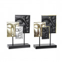 Decorative Figure DKD Home Decor Black Golden Buddha MDF Resin (22,5 x 8 x 30,7 cm) (2 Units)