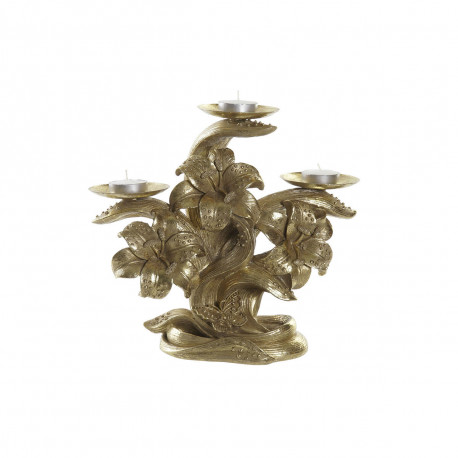 Kandelaaber DKD Home Decor 26 x 12 x 23 cm Lill Kuldne Vaik