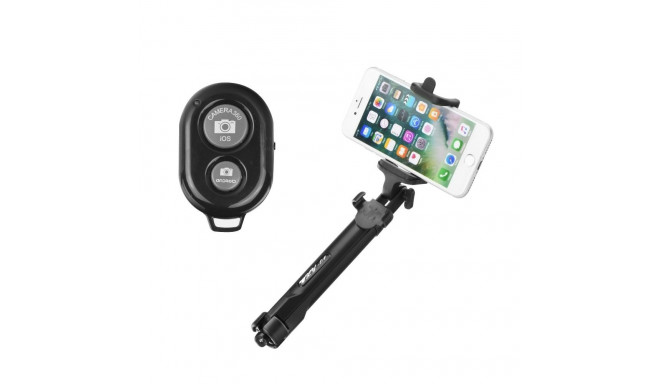 Selfie stick with wireless remote control tripod black