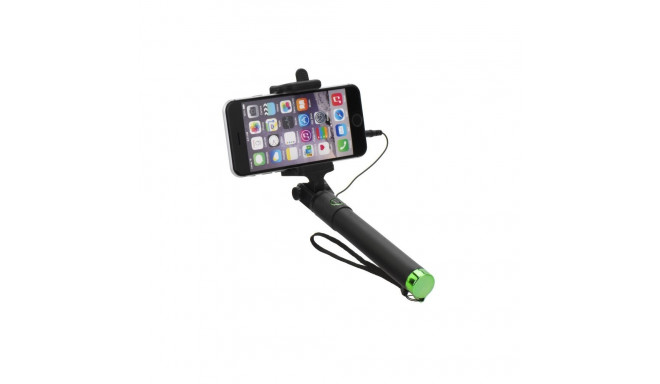 Selfie stick with remote control in handle (cable Jack 3,5 mm) green