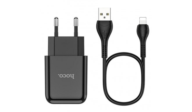 HOCO travel charger USB A + cable USB A to  Lightning 2.1A N2 black