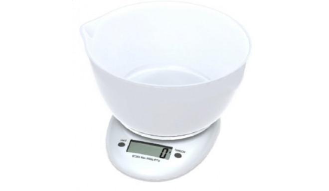 Omega kitchen scale with bowl OBSKWB, white
