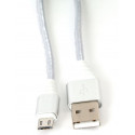 Omega cable microUSB - USB 1m braided 2A, silver