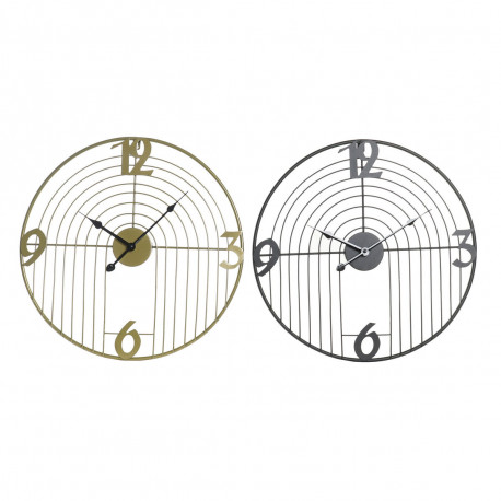Seinakell DKD Home Decor Must Kuldne Metall Kaasaegne 45 x 3 x 45 cm (2 Ühikut)