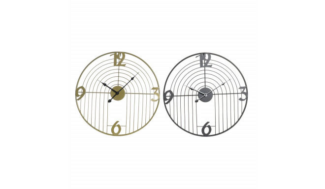 Sienas pulkstenis DKD Home Decor Melns Bronza Metāls Moderns 45 x 3 x 45 cm (2 gb.)