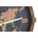 Wall Clock DKD Home Decor Crystal Silver Golden Iron World Map (42 x 8,5 x 54 cm)