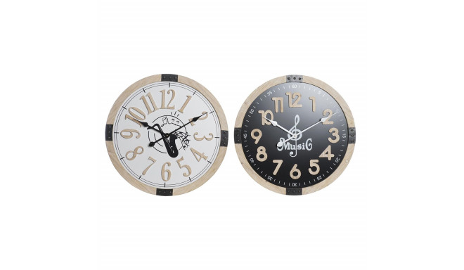Настенное часы DKD Home Decor Чёрный Белый Vintage музыкальный 60 x 4,5 x 60 cm Деревянный MDF (2 шт