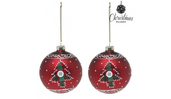 Christmas Baubles 8 cm (2 uds) Crystal Red
