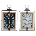 Wall Clock DKD Home Decor Cottage Black Beige Iron MDF Wood (2 pcs) (46 x 6 x 75 cm)