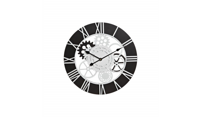 Wall Clock DKD Home Decor Wood Black White Iron Gears (60 x 4 x 60 cm)