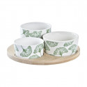 Appetizer Set DKD Home Decor Sheets Bamboo Stoneware Tropical (4 Pieces) (18 x 18 x 1 cm)