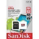 SanDisk memory card microSDXC 64GB Ultra 80MB/s + adapter