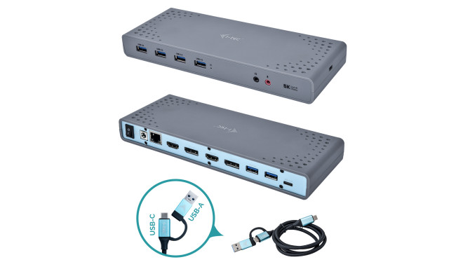 i-tec USB 3.0 / USB-C / Thunderbolt 2x 4K 1x 5K Dual Display Docking Station 2x DP 2x HDMI LAN Audio