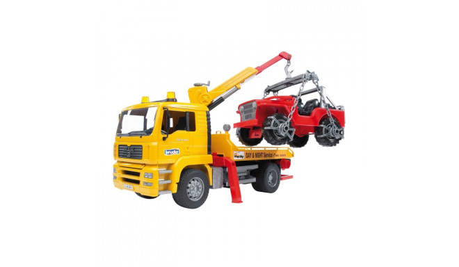 Bruder MAN TGA tow truck with all-terrain vehicle