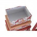 Set of Stackable Organising Boxes DKD Home Decor Flowers Cardboard