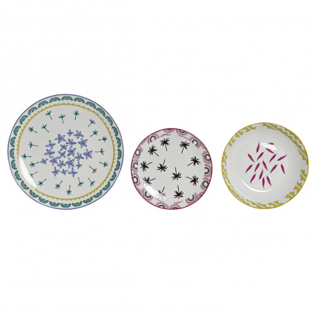 Dinnerware Set DKD Home Decor Blue Multicolour Turquoise Porcelain Colonial African Man 27 x 27 x 2,