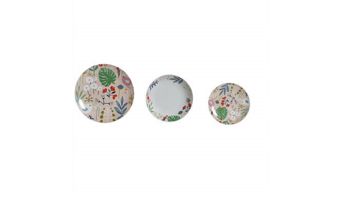 Nõude Komplekt DKD Home Decor Mitmevärviline Portselan Kwiaty Linna 27 x 27 x 3 cm 18 Tükid, osad (1