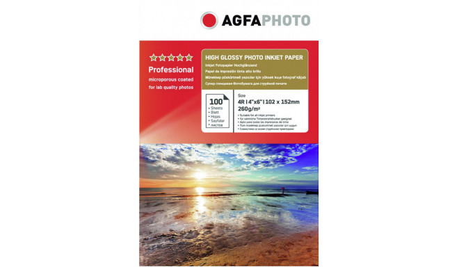 Agfaphoto fotopaber Professional Glossy 10x15cm 260g 100 lehte