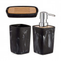 Bath Set Black 3 Pieces Plastic Bamboo