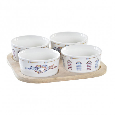 Set za Predjelo DKD Home Decor Sinine Naturaalne Bambus Keraamika Vahemere 19,7 x 19,7 x 1 cm (5 pcs