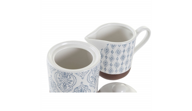 Cukurtrauks DKD Home Decor Zils Balts Brūns Keramika 12,5 x 6,5 x 8 cm (2 pcs)