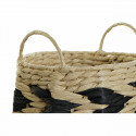 Basket set DKD Home Decor Natural Black Light brown Natural Fibre (30 x 30 x 30 cm)